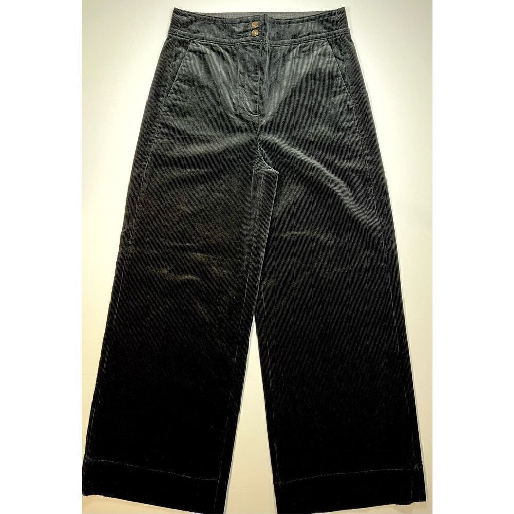 J. Crew Frankie Black Corduroy High Waist Wide Leg Pants NWT Women's Size 10